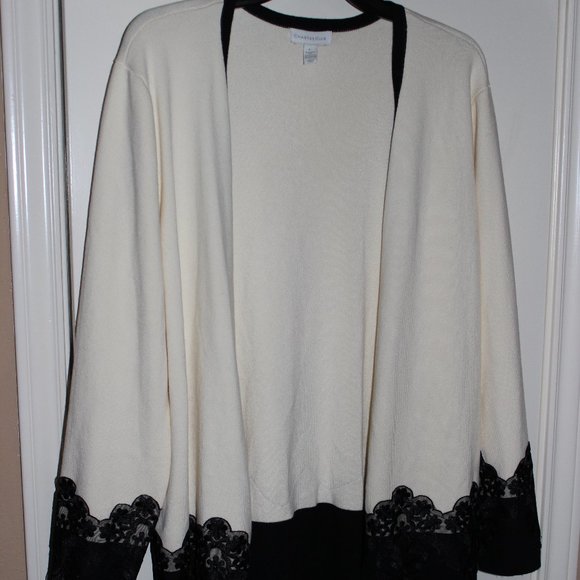 Charter Club Cream and Black Cardigan - Picture 1 of 4